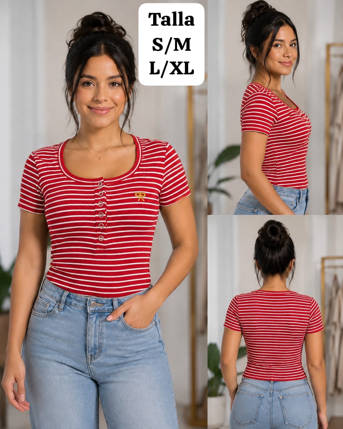 BLUSA ROJA RAYADA DE MUJER