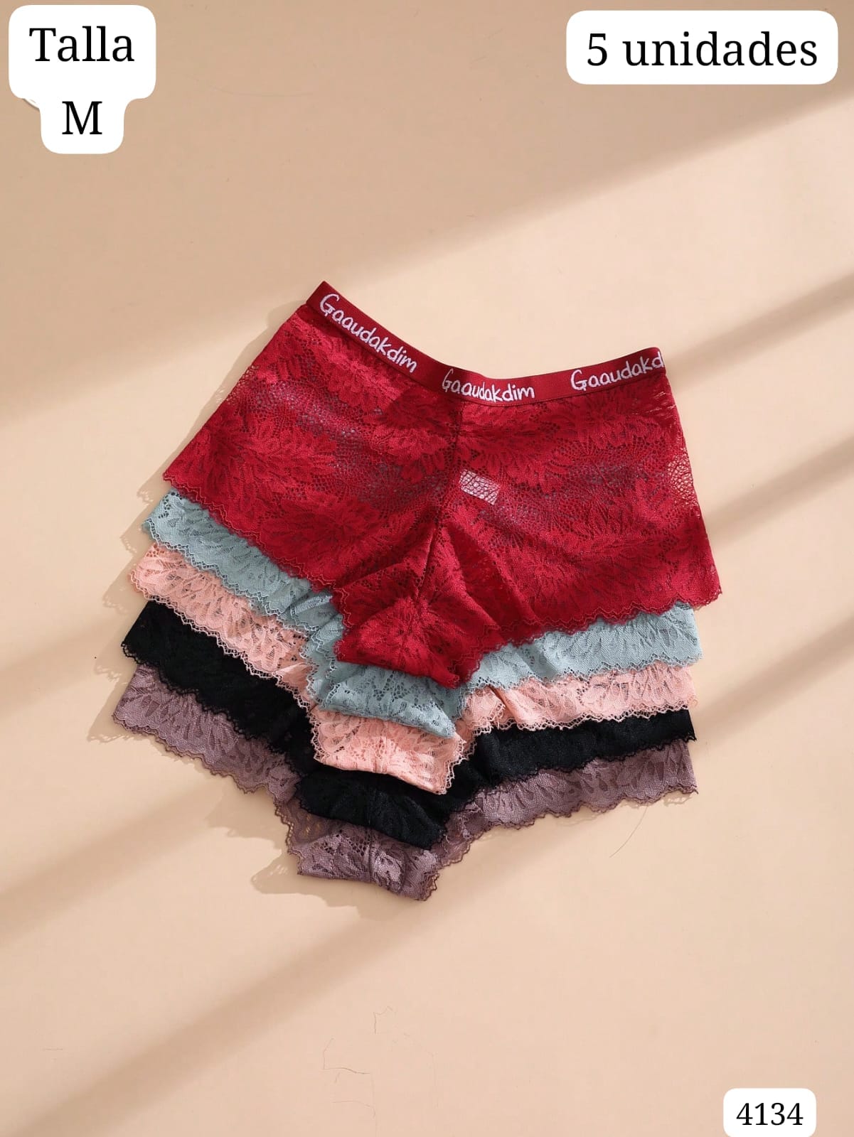SET DE 5 PANTYS DE ENCAJE DE MUJER