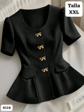 BLUSA NEGRA CON BOTONES DORADOS DE CHONGO DE MUJER