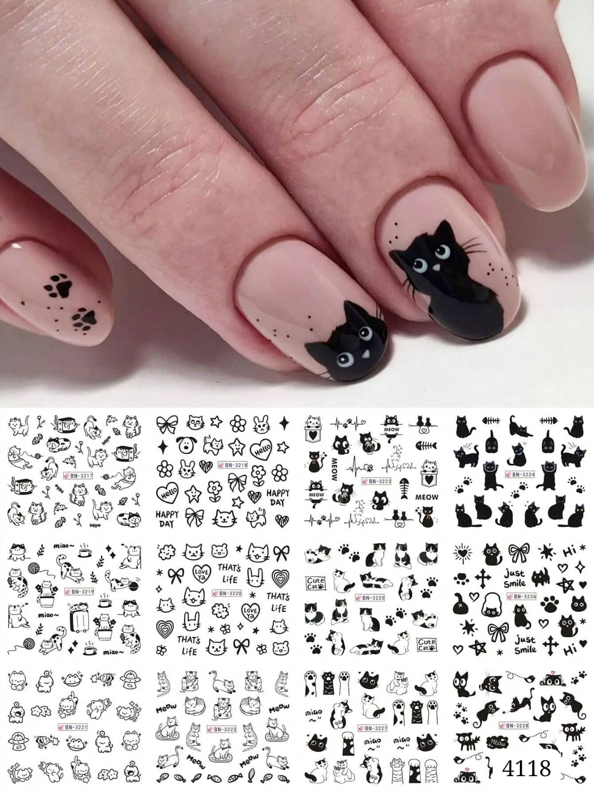 STICKER DE GATOS DE UÑAS