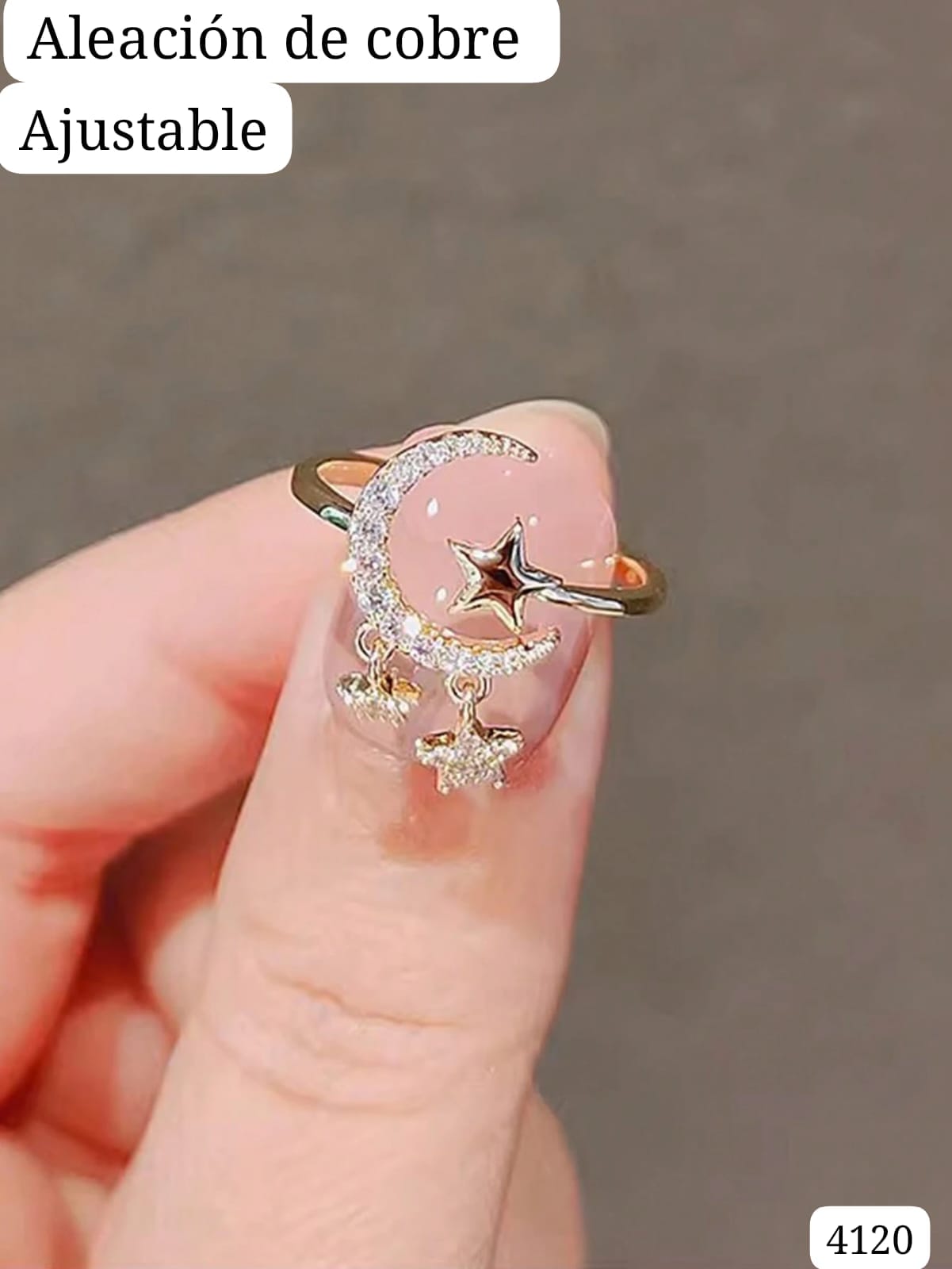 ANILLO AJUSTABLE DE LUNA Y ESTRELLA