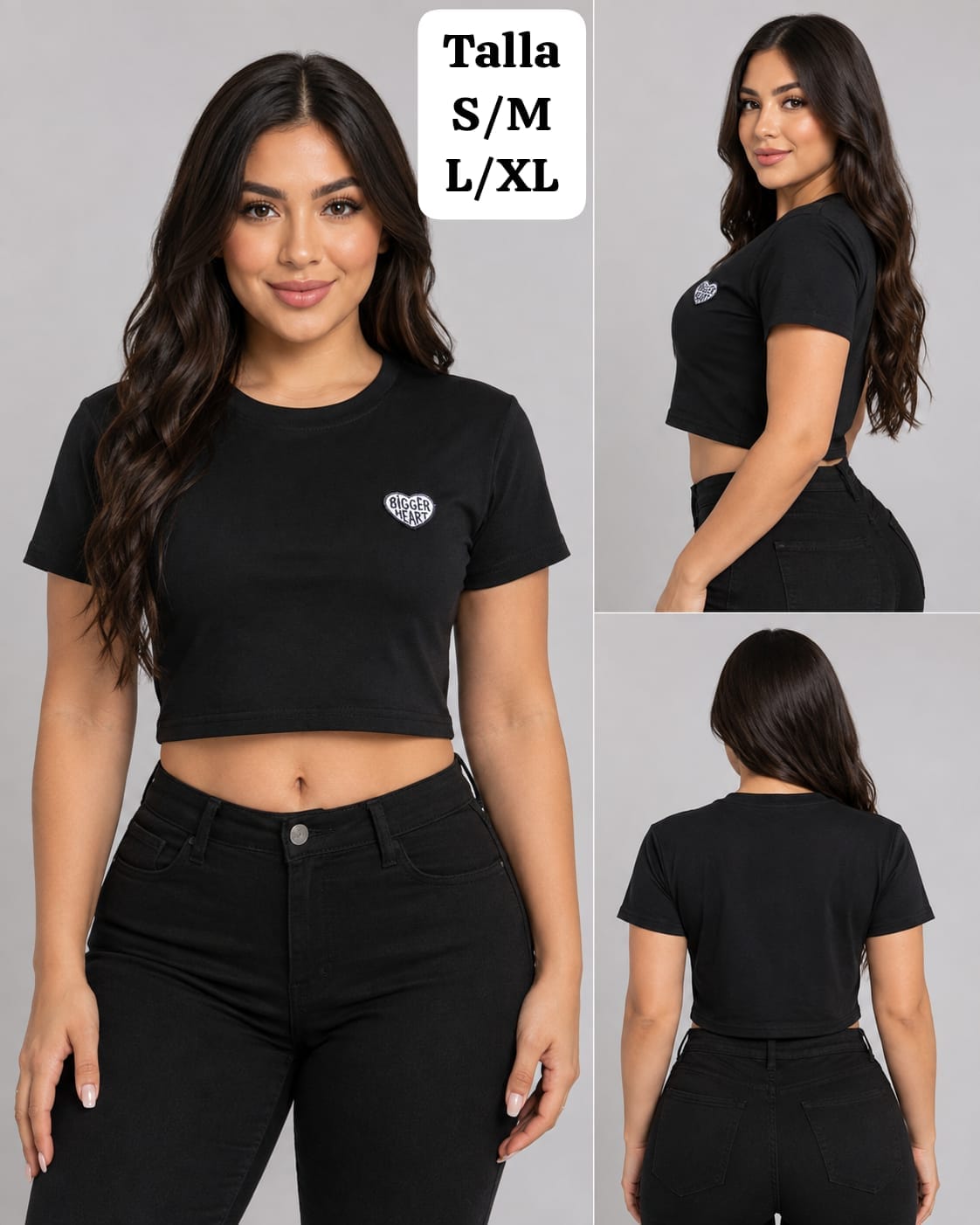 CROPTOP NEGRA DE MUJER