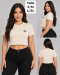 CROPTOP CAFE CLARO DE MUJER