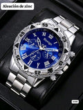 RELOJ PLATEADO Y AZUL DE HOMBRE