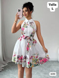 VESTIDO BLANCO CORTO CON BOTONES Y SIN MANGAS DE MUJER