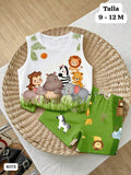 CONJUNTO DE CENTRO Y SHORT DISEÑO DE ANIMALES DE NIÑO