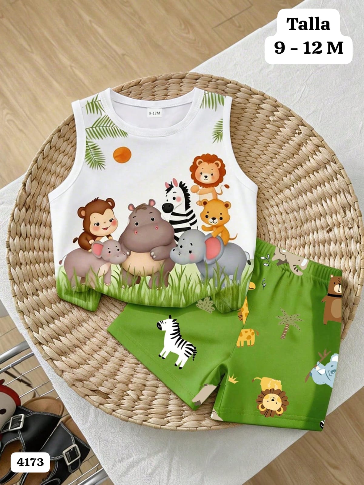 CONJUNTO DE CENTRO Y SHORT DISEÑO DE ANIMALES DE NIÑO