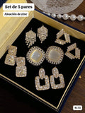 SET DE 5 PARES DE ARETES DORADOS