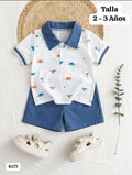 CONJUNTO DE SHORT CELESTE DE NIÑO
