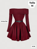 VESTIDO CORTO ROJO VINO DE MUJER