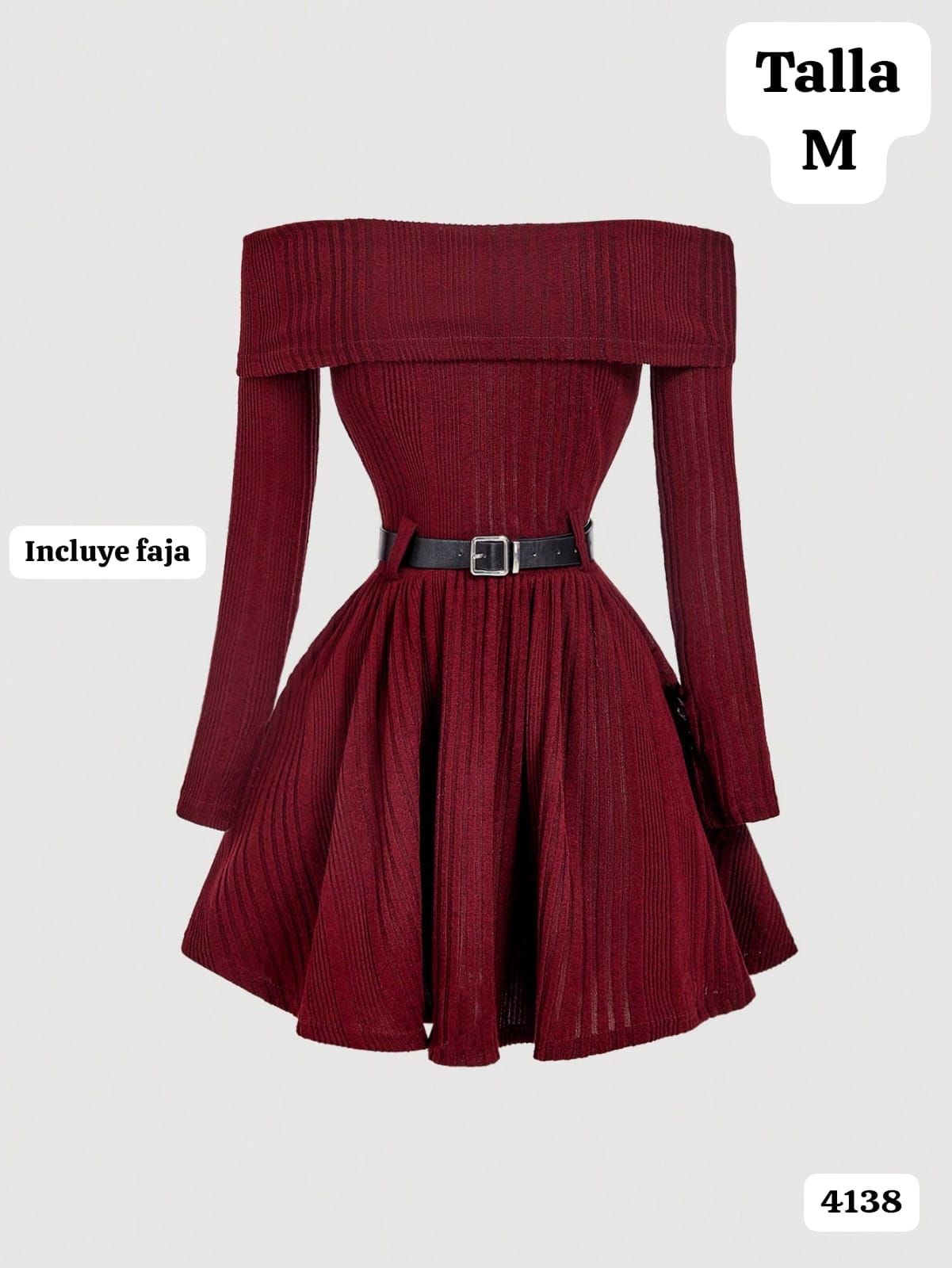 VESTIDO CORTO ROJO VINO DE MUJER