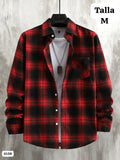 CAMISA MANGA LARGA ROJO Y NEGRO DE HOMBRE