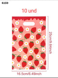 10 BOLSITAS DE FRESAS Y FLORES
