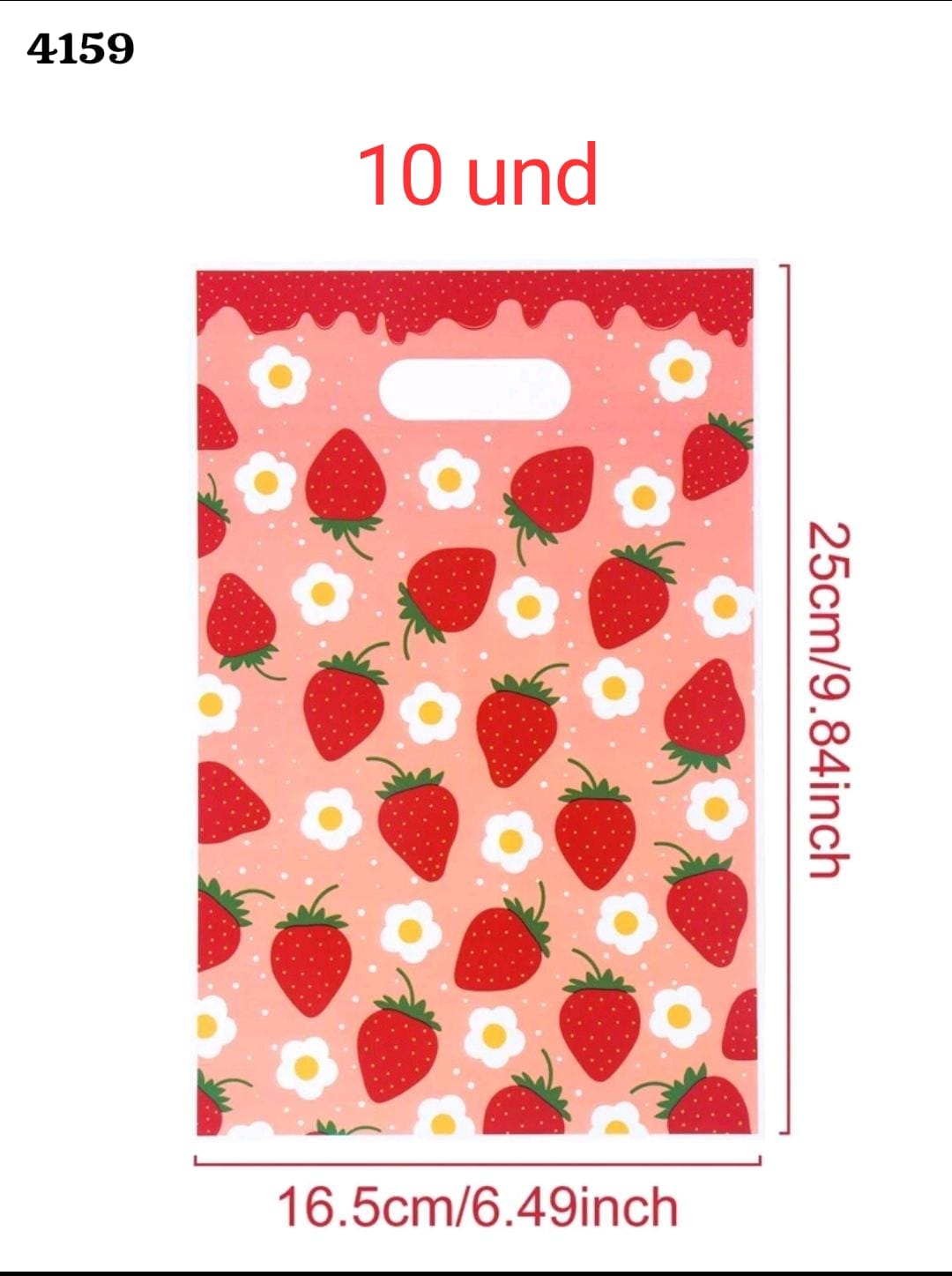 10 BOLSITAS DE FRESAS Y FLORES