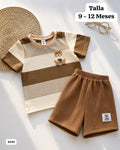 CONJUNTO DE CAMISA Y SHORT CAFE DE NIÑO