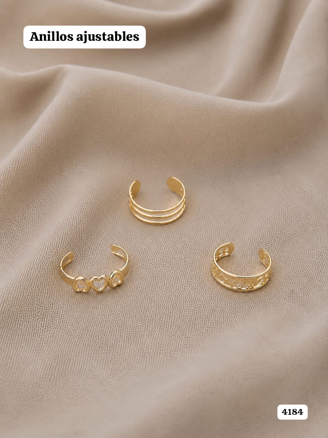 SET DE 3 ANILLOS AJUSTABLES DORADOS