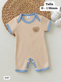 MAMELUCO BEIGE CON BORDE AZUL