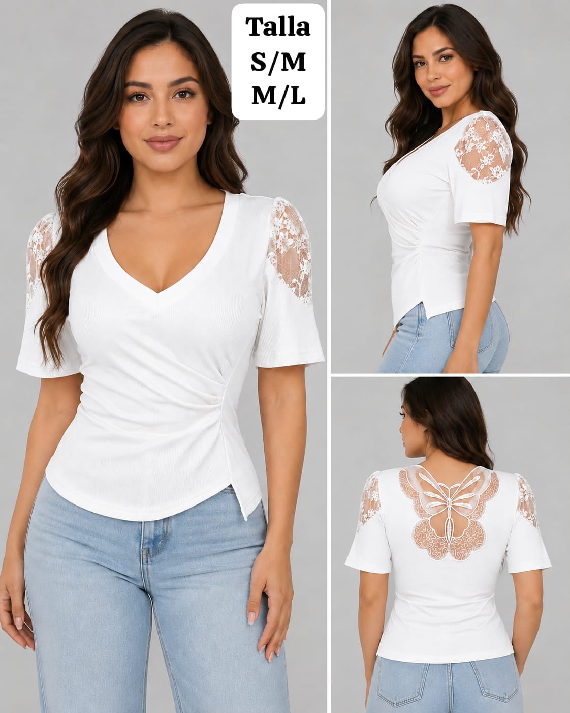 BLUSA BLANCA ESCOTE V DE MUJER