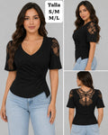 BLUSA NEGRA ESCOTE V DE MUJER