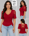 BLUSA ROJA ESCOTE V DE MUJER