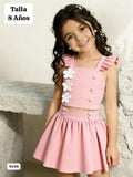 CONJUNTO ROSA Y FLORES BLANCAS DE NIÑA