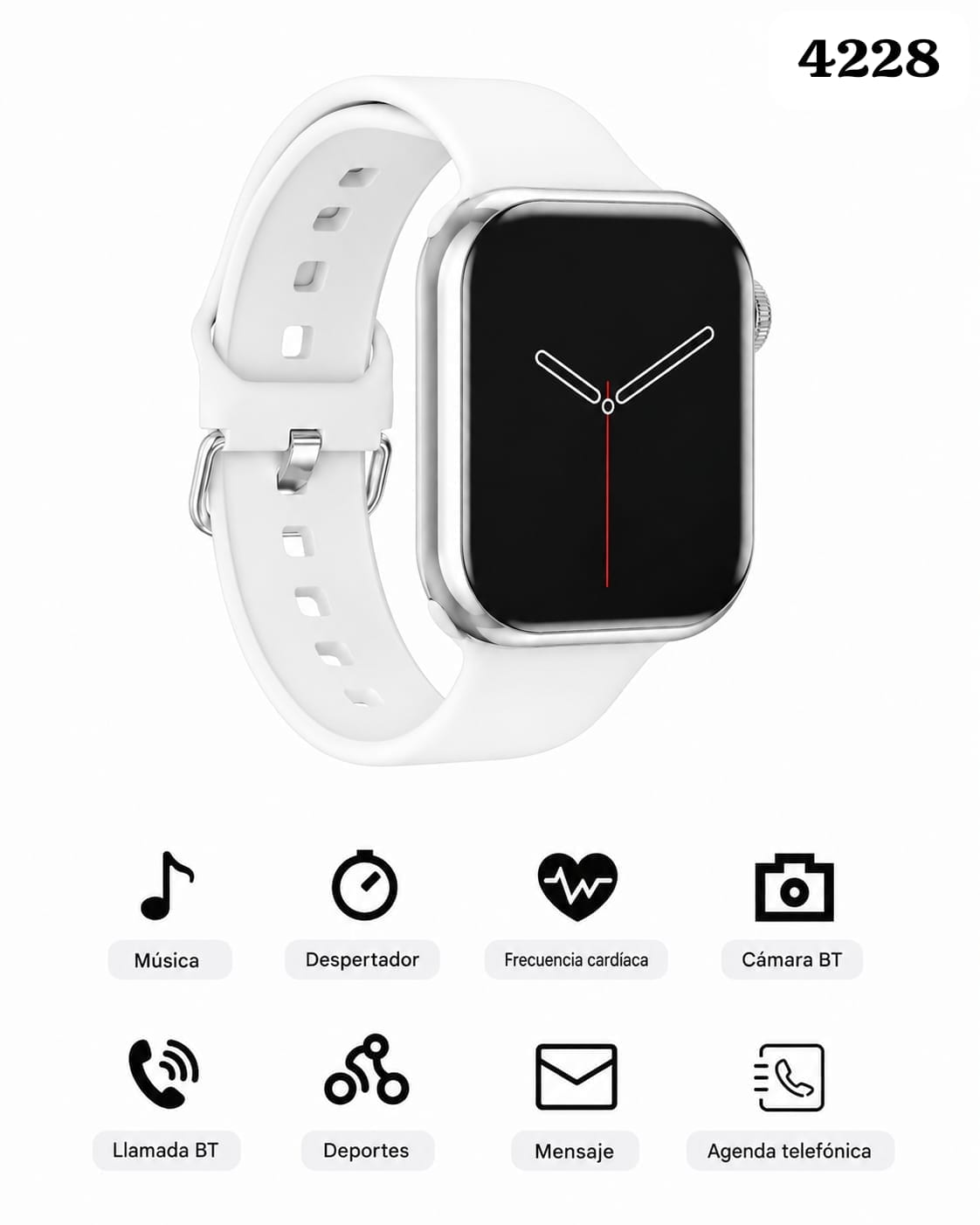 RELOJ BLANCO Y PLATEADO