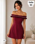 VESTIDO CORTO CON PERLAS DE MUJER