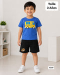CONJUNTO DE CAMISA AZUL Y SHORT NEGRO DE NIÑA