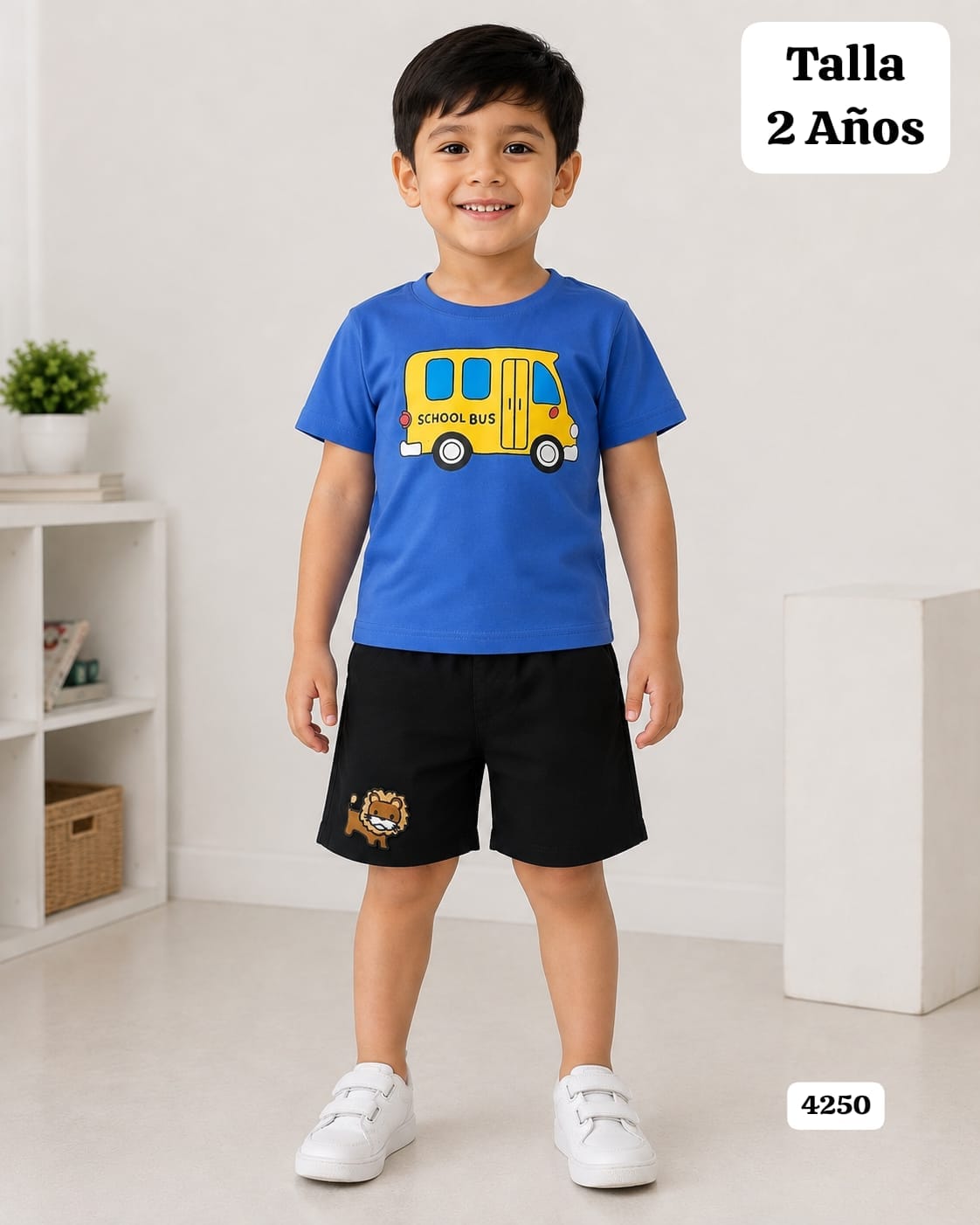 CONJUNTO DE CAMISA AZUL Y SHORT NEGRO DE NIÑA