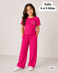 CONJUNTO FUCSIA DE PANTALONETA DE NIÑA