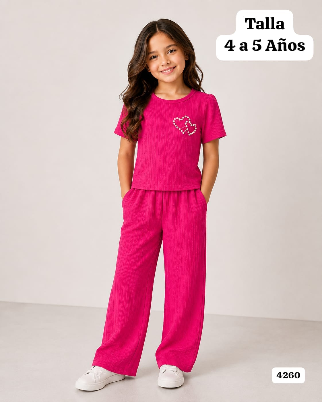 CONJUNTO FUCSIA DE PANTALONETA DE NIÑA