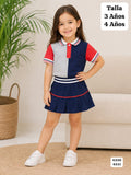 CONJUNTO DE CAMISA SPORT Y FALDA DE NIÑA