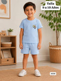 CONJUNTO CELESTE DE CAMISETA Y SHORT DE NIÑO