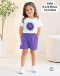 CONJUNTO DE CAMISA Y SHORT MORADO DE NIÑA
