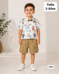 CONJUNTO DE CAMISA CON GRANOS DE CAFE DE NIÑO