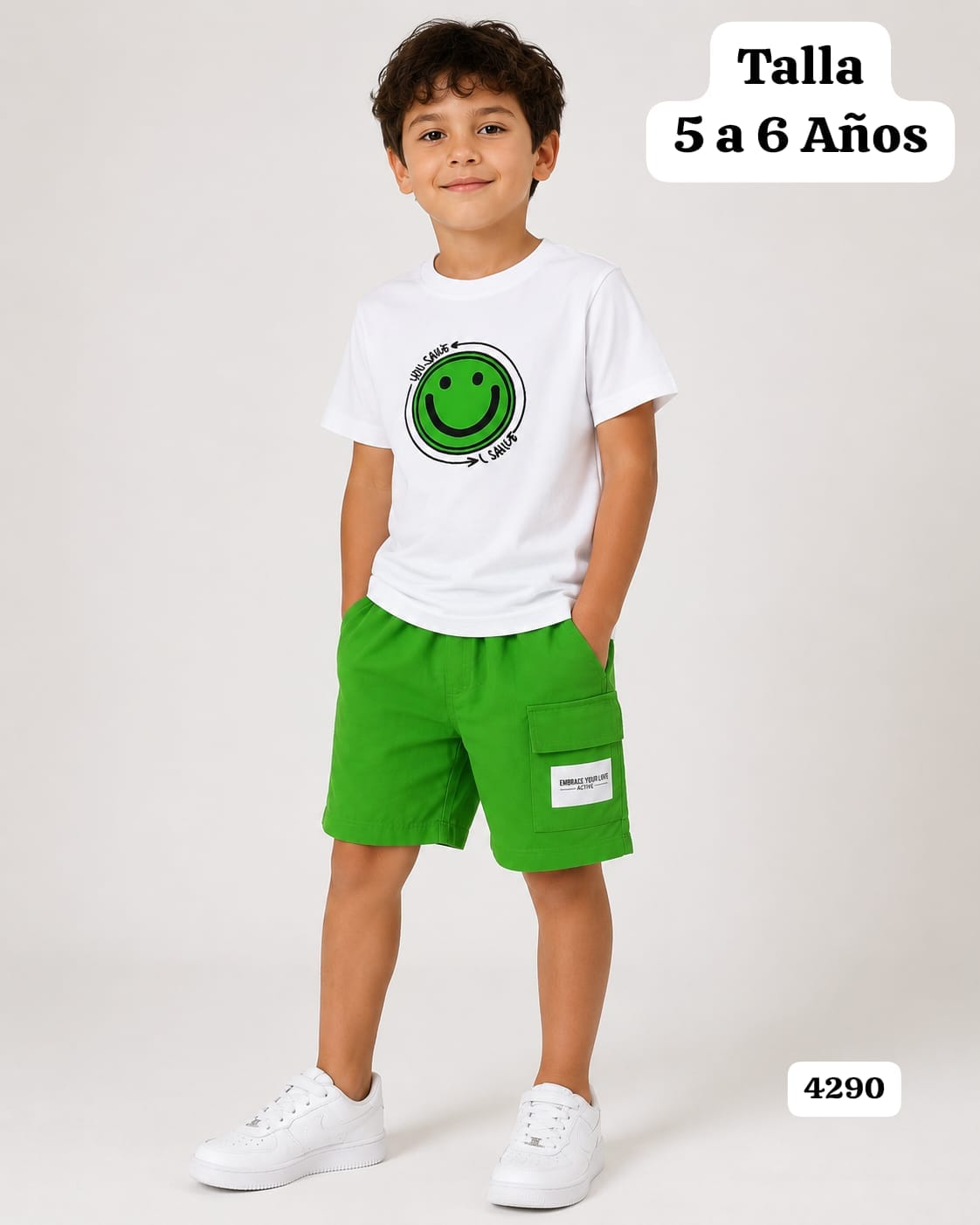 CONJUNTO DE SHORT VERDE DE NIÑO