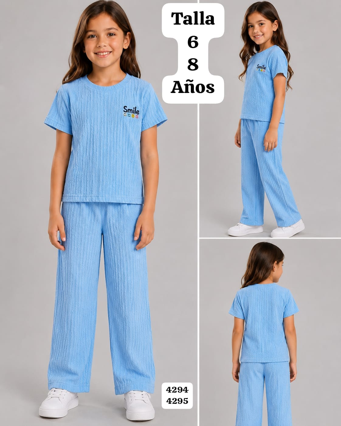 CONJUNTO CELESTE DE PANTALONETA DE NIÑA