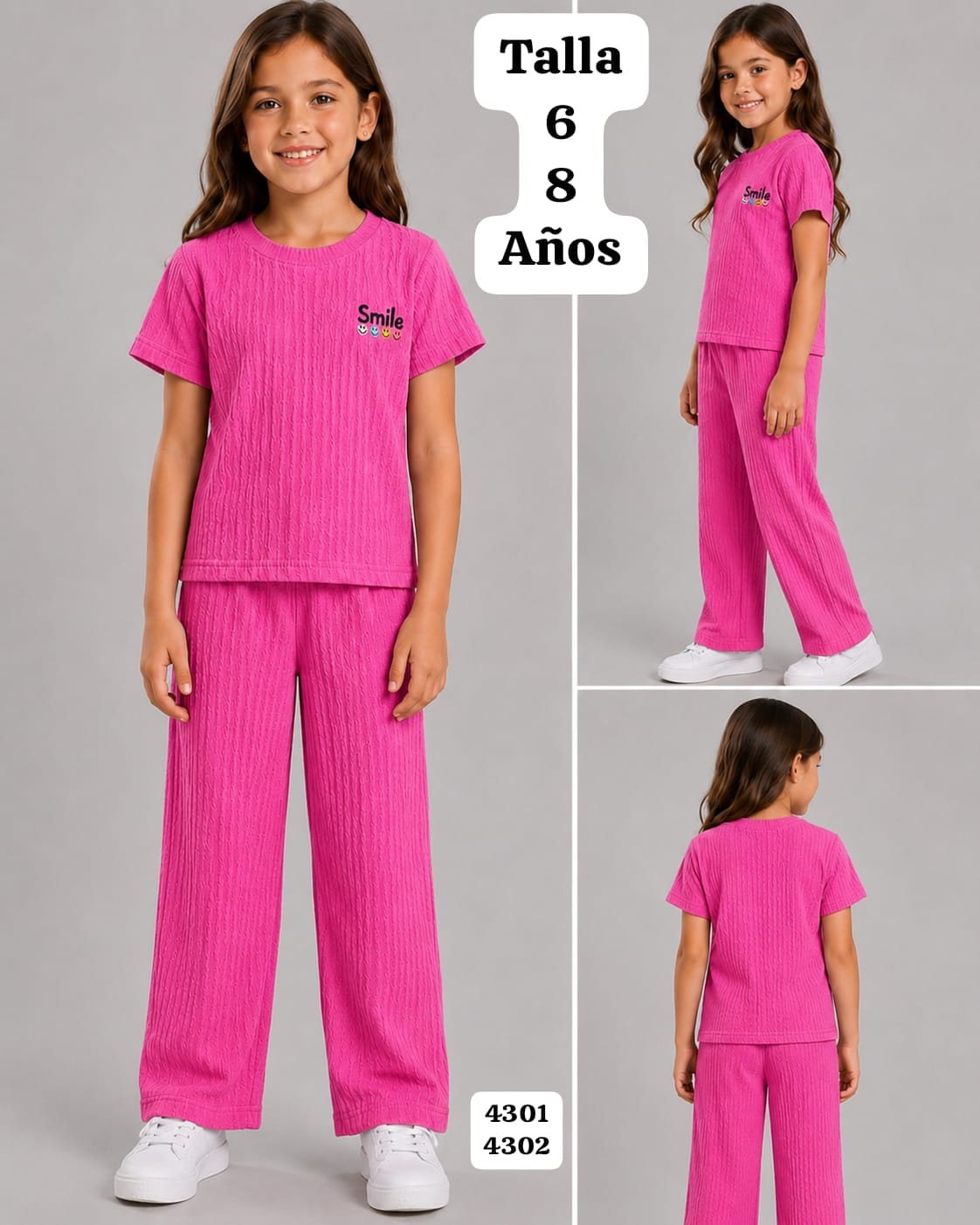 CONJUNTO ROSA FUCSIA DE PANTALONETA DE NIÑA