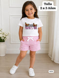 CONJUNTO DE SHORT ROSA DE NIÑA