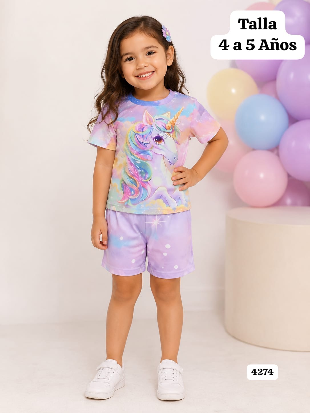CONJUNTO DE CAMISA DE UNICORNIO DE NIÑA