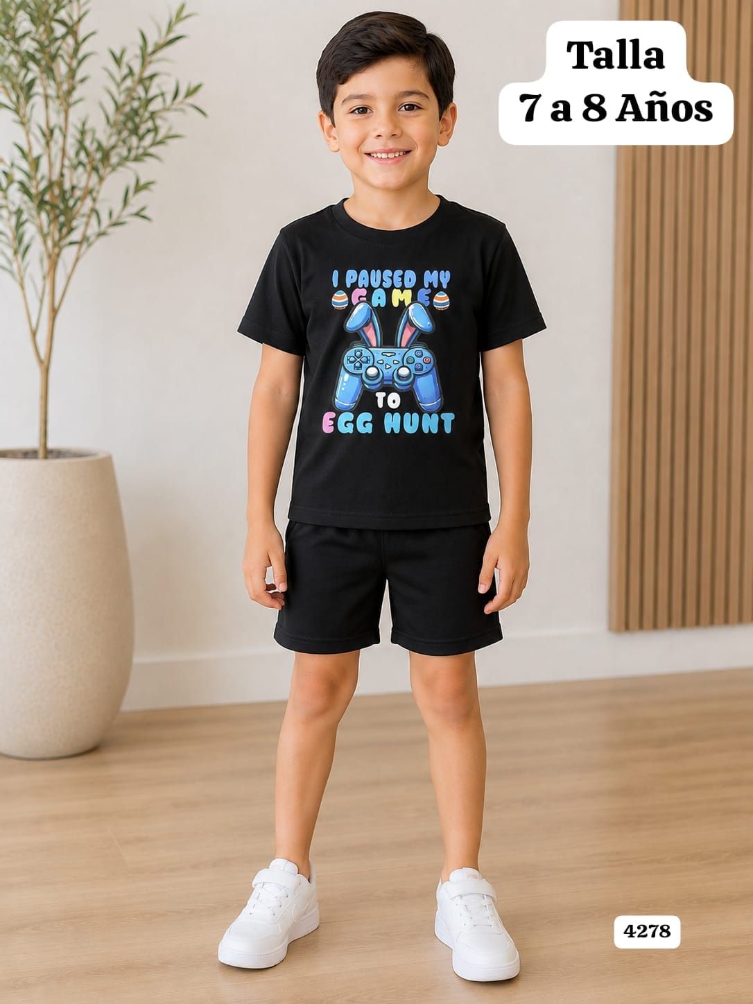 CONJUNTO DE SHORT NEGRO DE NIÑO