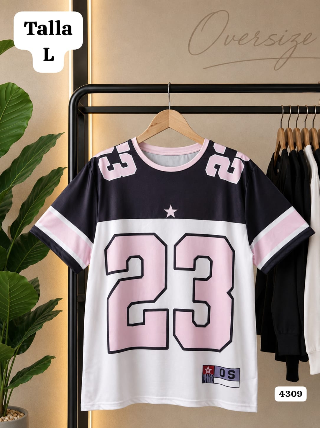 CAMISA OVERSIZE NEGRO, ROSA Y BLANCO