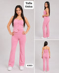 CONJUNTO ROSA DE TOP Y PANTALONETA TALLA UNICA