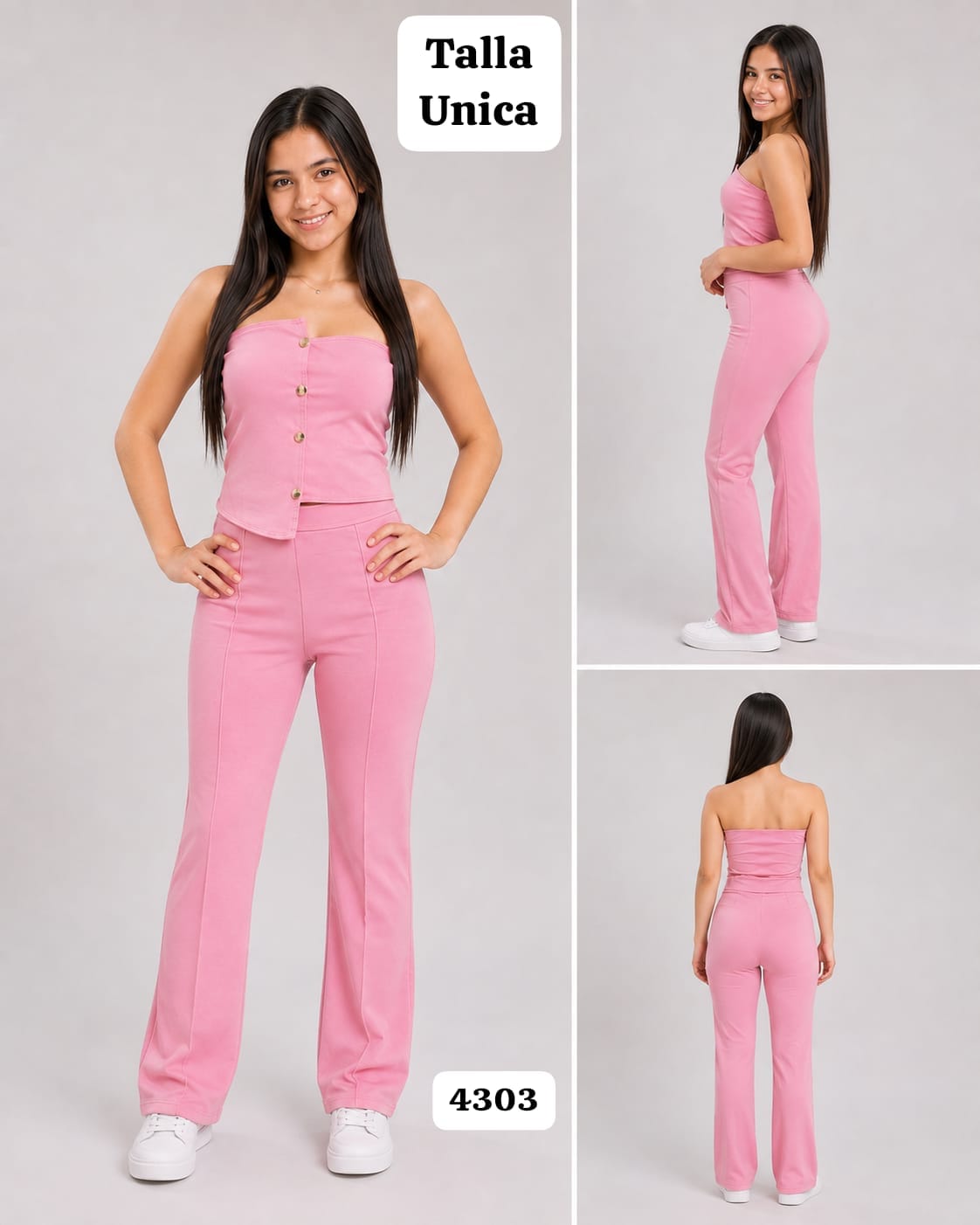 CONJUNTO ROSA DE TOP Y PANTALONETA TALLA UNICA
