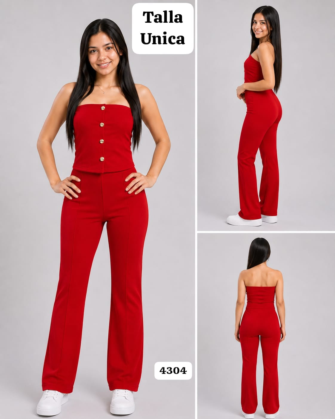 CONJUNTO ROJO DE TOP Y PANTALONETA TALLA UNICA