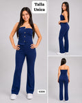 CONJUNTO AZUL DE TOP Y PANTALONETA TALLA UNICA