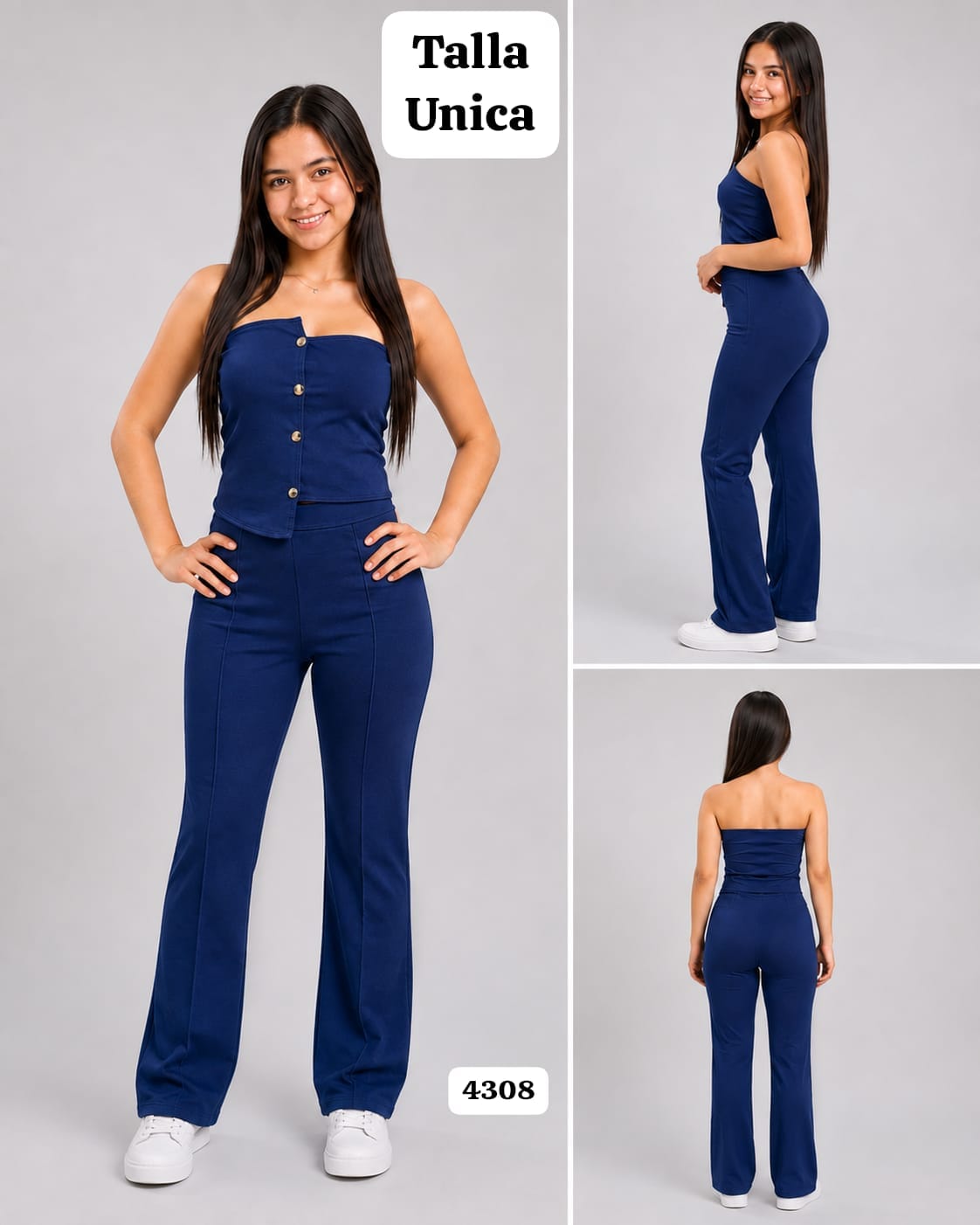 CONJUNTO AZUL DE TOP Y PANTALONETA TALLA UNICA
