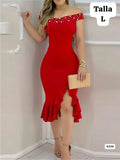 VESTIDO ROJO LARGO DE MUJER