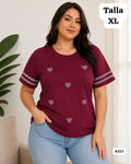 CAMISA OCRE CON PERLITAS BRILLANTES DE MUJER