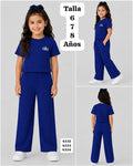 CONJUNTO AZUL DE CAMISA Y PANTALONETA DE ALO DE NIÑA